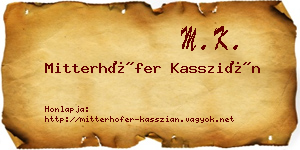 Mitterhöfer Kasszián névjegykártya